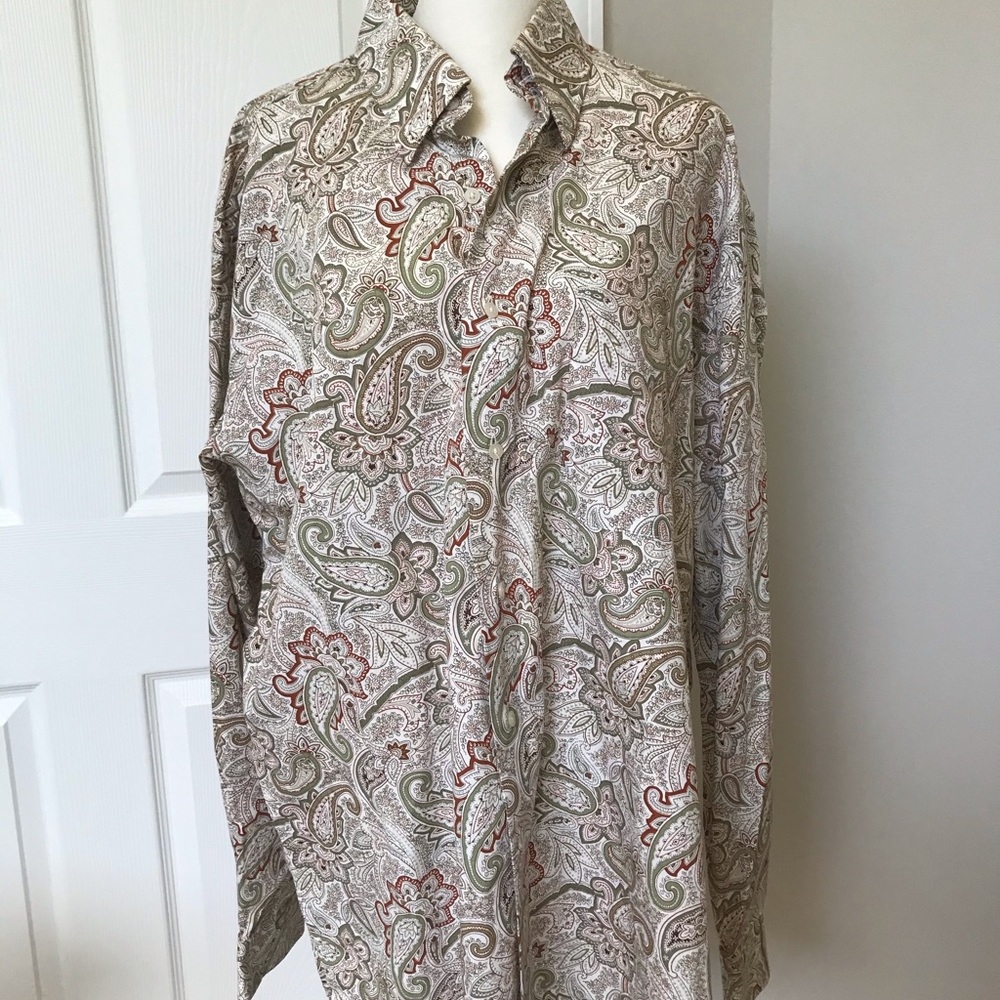 Men's L long sleeve button down shirt-Alan Flusser